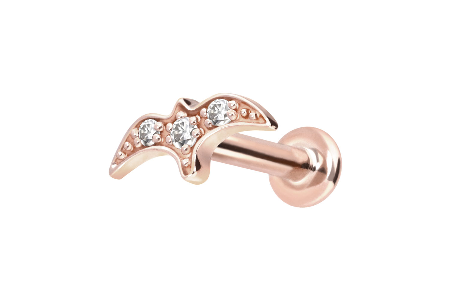 14 Karat Gold Labret Piercing mit Push Fit MOISSANIT-SCHWALBE
